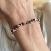 B0240 Bracciale con cuori, palline e nodi in filo nautico colorato