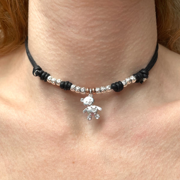 CL023 Bubi Bear Necklace with Waxed Cord