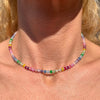 CL0186 Collana con mini rondelle candy arcobaleno e rondelle argento