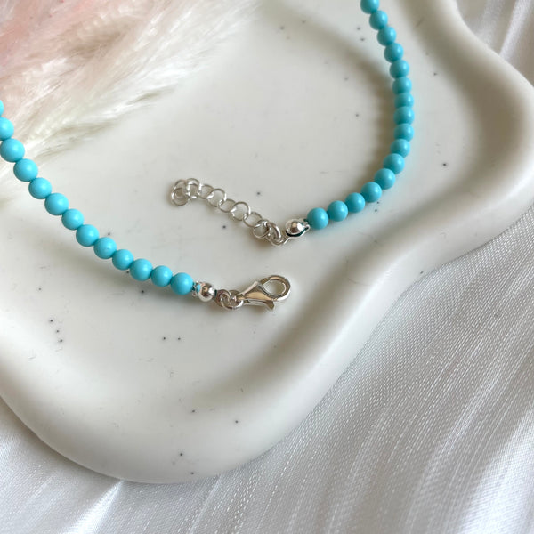 CL0168 Collana in argento con palline pasta turchese