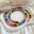 CL0183 Collana con rondelle candy arcobaleno e palline argento