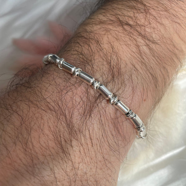 B026 Bracciale cilindri e nodi argento