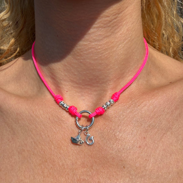 CL0184 Collana in argento con granelli e moschettone porta ciondoli a scelta (i ciondoli non sono inclusi ma bisogna selezionarli)