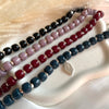 B0287 Bracciale con cilindri in pasta di vetro e rondelle irregolari argento (ciondoli se si vogliono da opzionare)