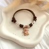 B105 Bracciale orsetto Bubi con Cordino Cerato e granelli