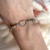 B055 Bracciale con pepite martellate e rondellina con cuore vuoto piccolo centrale bianco o rosato