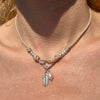 CL0184 Collana in argento con granelli e moschettone porta ciondoli a scelta (i ciondoli non sono inclusi ma bisogna selezionarli)