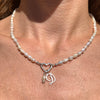 CL104 Collana di perle di fiume con moschettone (forma a scelta) per inserire i ciondoli