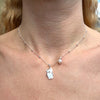 CL0170 Collana con orsetto con cuore e perlina pendenti