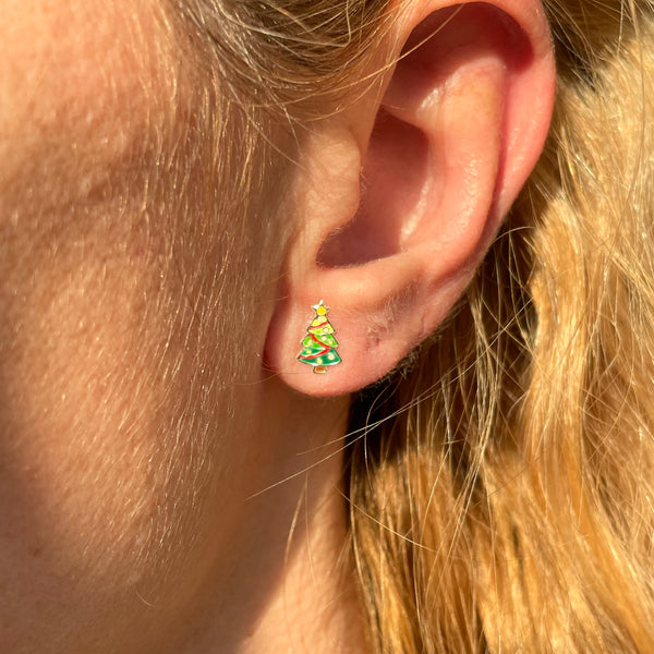 O0013 Orecchini a lobo albero di Natale