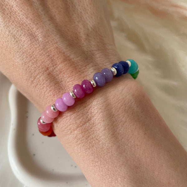 B0251 Bracciale candy con rondelle arcobaleno e argento