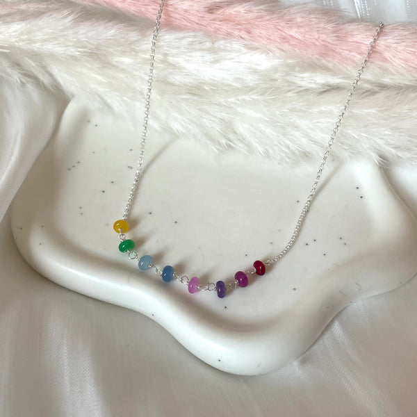 CL0166 Collana candy con maglia roló e mini rondelle arcobaleno