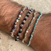 B009 Bracciale con pepite martellate di 4 dimensioni e nodini in filo nautico (colori a scelta) e possibilità di inserire ciondoli o passanti.