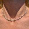 CL0182 Collana argento con pepite mini alternate a pepite di diverse dimensioni dorate, rosate o argentate