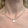CL0173 Collana rosario in argento con perle di fiume e cuore best mom