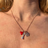 CL047 Necklace with house, key and red enamel heart