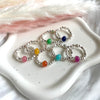 A023 Anello elasticizzato pepite mini e rondella di giada colore a scelta
