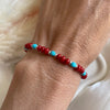 B0291 Bracciale con corallo, cubetto aulite e argento