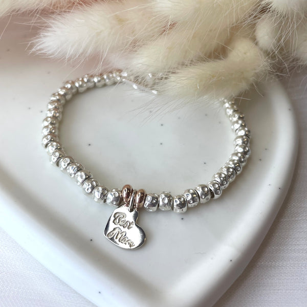 B157 Bracciale con granelli nuovi e ciondolo Best Mom