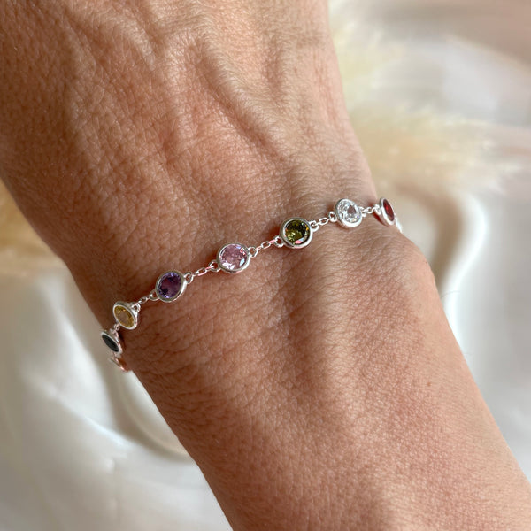 B0291 Bracciale argento con zirconi multicolore