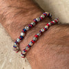 B013 Bracciale del tifoso con pepite martellate e nodini in filo nautico (colori della squadra a scelta)