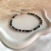 B164 Bracciale in rubino zoisite e rondelle martellate in argento