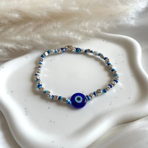 B160 Bracciale pepite piccole con occhio turco di allah portafortuna