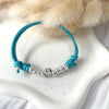 B011 Bracciale con cordino cerato e granelli nuovi + lettera al centro o altro elemento