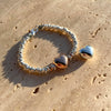 B118 Bracciale con cuore bomby rosato, argentato o dorato al centro e nodini argento