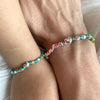 B067 Bracciale mamma e figlia/o con pepite martellate e cuore centrale intervallato da nodini (disponibile in tutte le colorazioni)