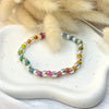 B0175 Bracciale palline martellate con nodi in filo nautico (colore a scelta)