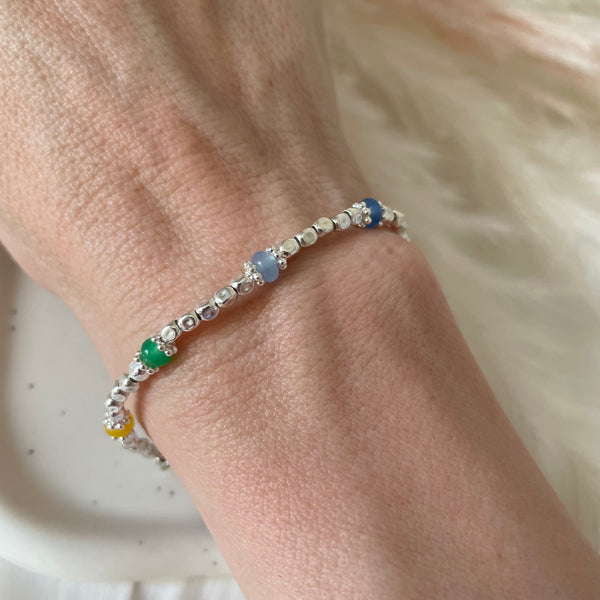 B148 Bracciale con pepite mini e pietre naturali colorate