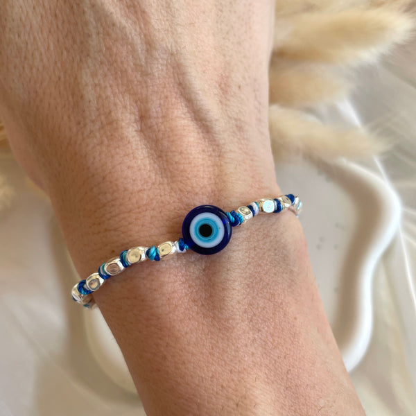 B160 Bracciale pepite piccole con occhio turco di allah portafortuna