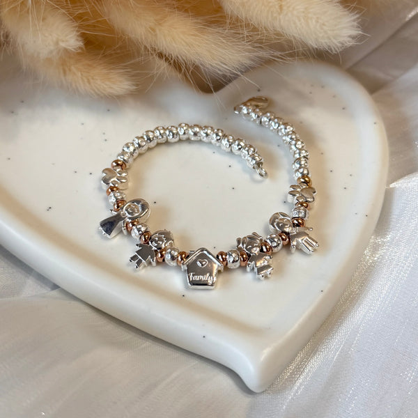 B0201 Bracciale Family first con granelli e rondelle