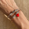 B104 Bracciale rigido con granelli e ciondolo a scelta da aggiungere