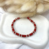 B0170 Bracciale con rondelle corallo e argento alternate