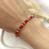 B0170 Bracciale con rondelle corallo e argento alternate