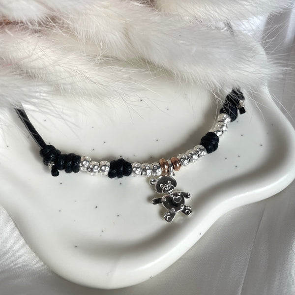 CL023 Bubi Bear Necklace with Waxed Cord