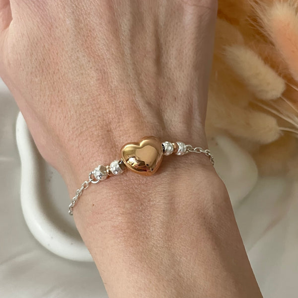 B122 Bomby Heart Bracelet Pink or Silver