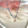 CL050 Rosary necklace with elongated pendant heart with zirconia