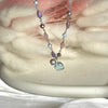 CL068 Collana rosario con cuore idrotermale colorato azzurro