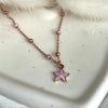 CL063 Pink enamel pendant star necklace