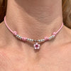 CL066 Necklace with waxed cord and enameled flower