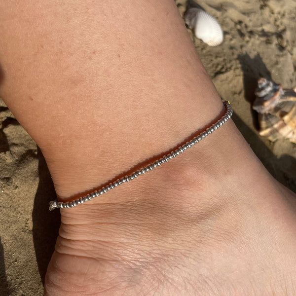 CV006 Cavigliera con palline e rondelle lisce (ciondolo o passante a scelta)