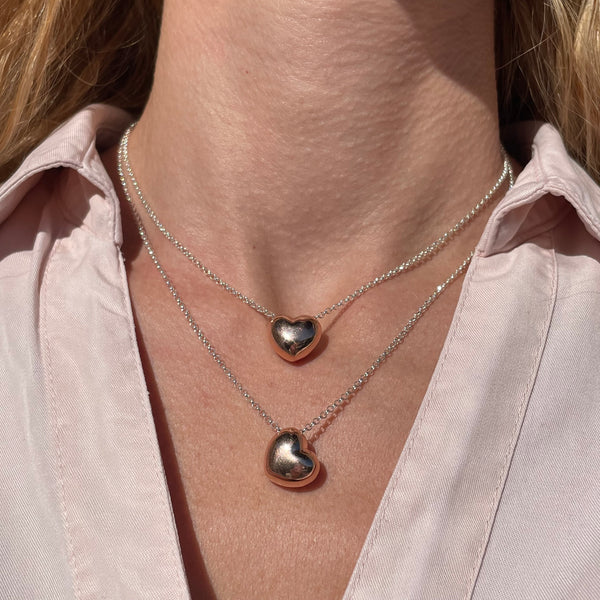 CL028 Collana con cuore rosato o dorato bomby dritto o storto