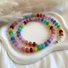 CL0183 Collana con rondelle candy arcobaleno e palline argento