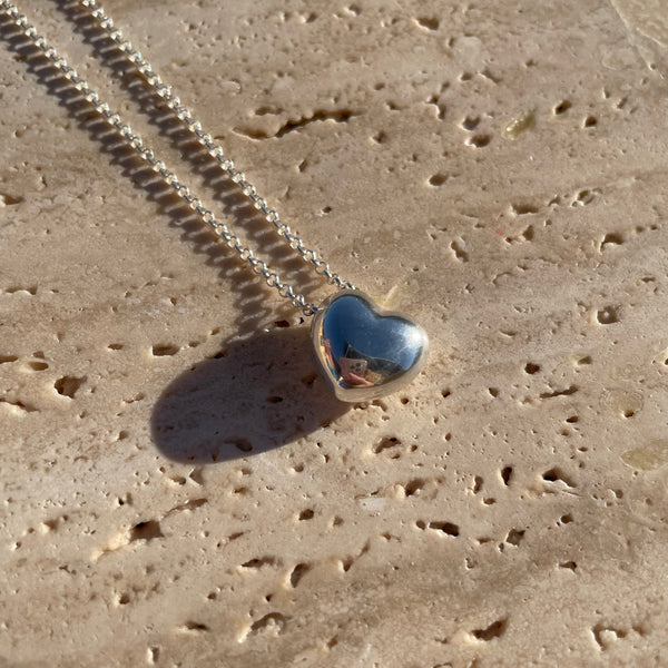 CL027 Bomby silver heart necklace straight or crooked