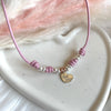 CL0172 Collana con cordino cerato con granelli e cuore pendente best mom