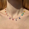CL0163 Collana candy con maglia rosario e rondelle arcobaleno pendenti