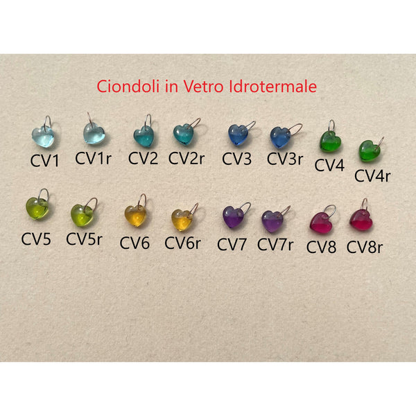 Ciondoli Cuori in vetro Idrotermale
